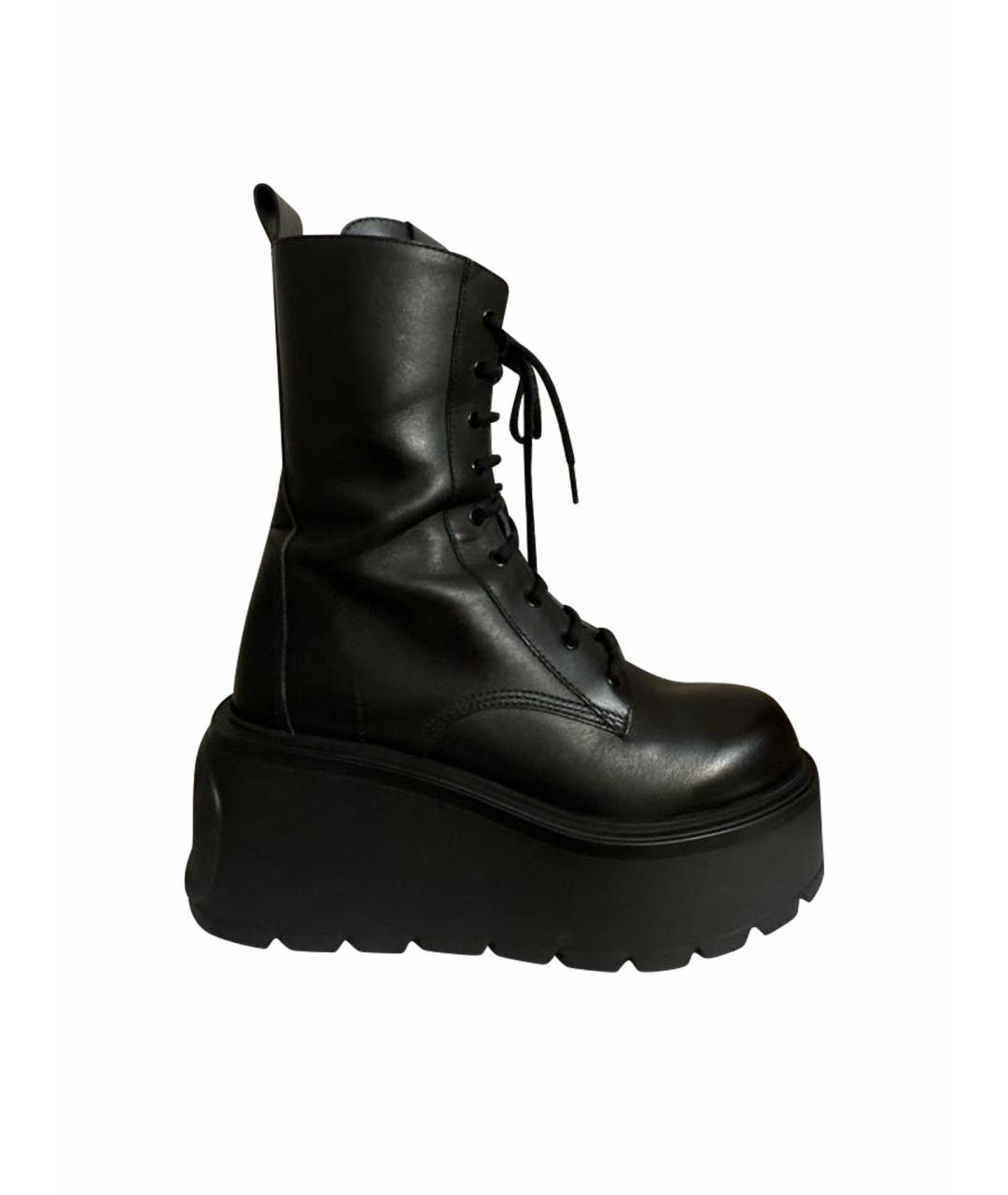 VALENTINO Черные кожаные ботинки, фото 1