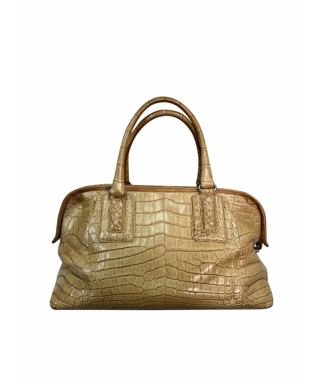 BOTTEGA VENETA Бежевая кожаная сумка с короткими ручками, фото 1