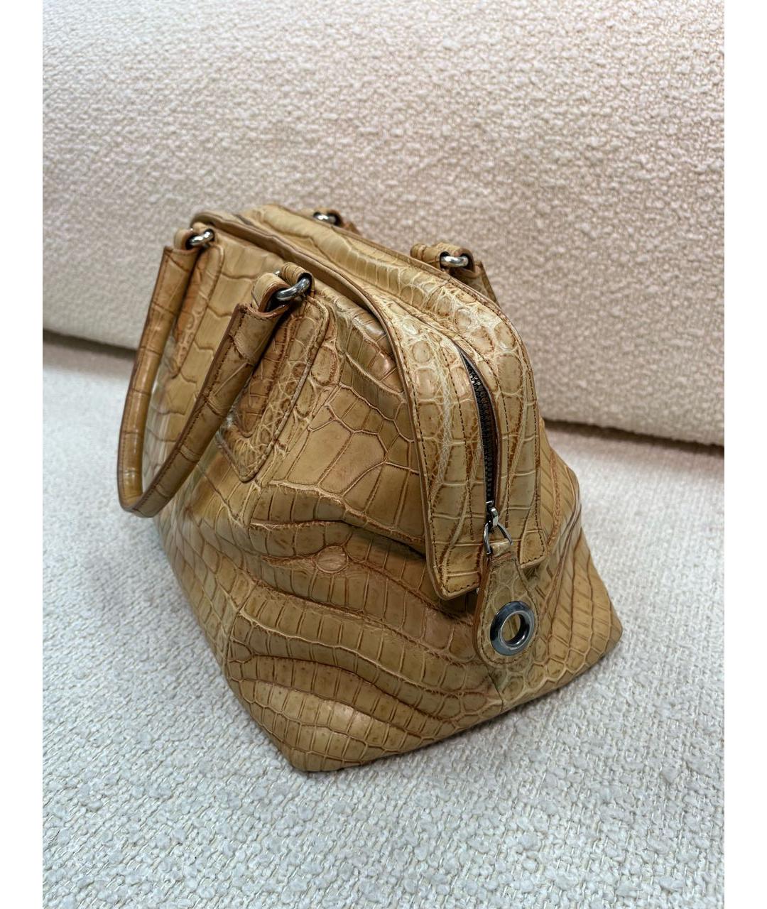 BOTTEGA VENETA Бежевая кожаная сумка с короткими ручками, фото 8