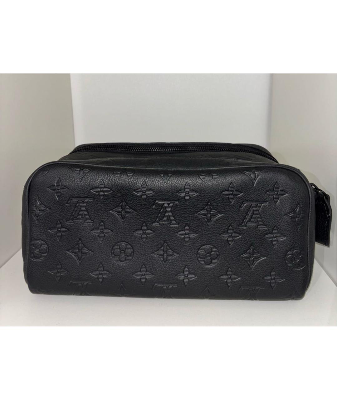 LOUIS VUITTON Черная кожаная барсетка, фото 3