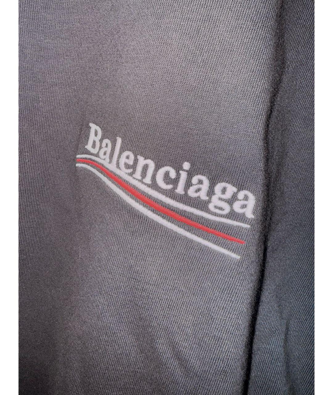 BALENCIAGA Серая хлопковая футболка, фото 4
