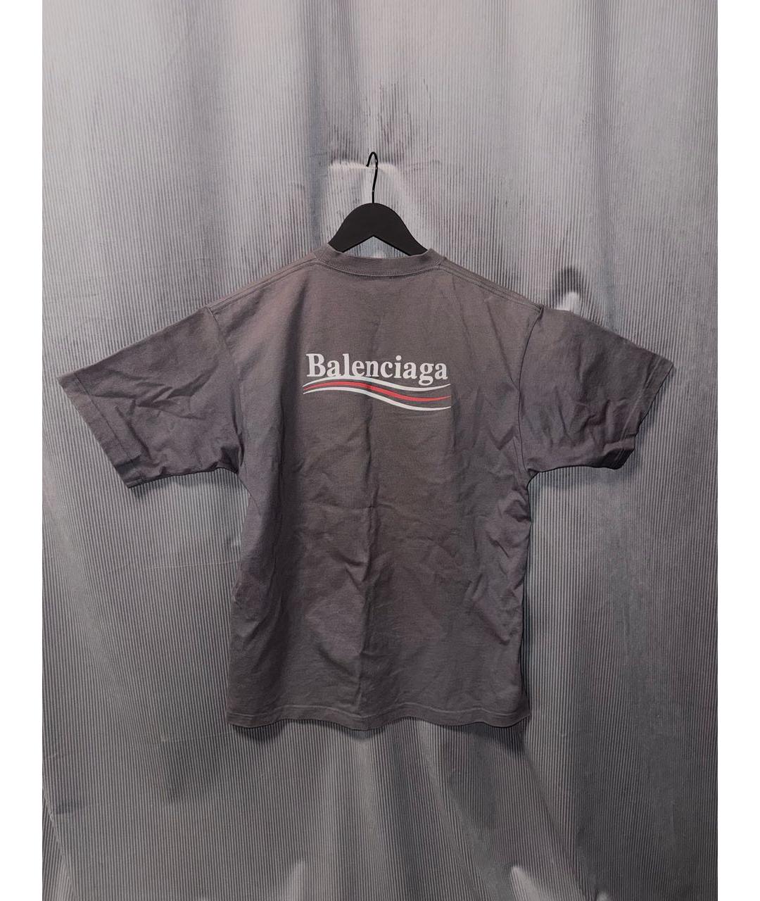 BALENCIAGA Серая хлопковая футболка, фото 2