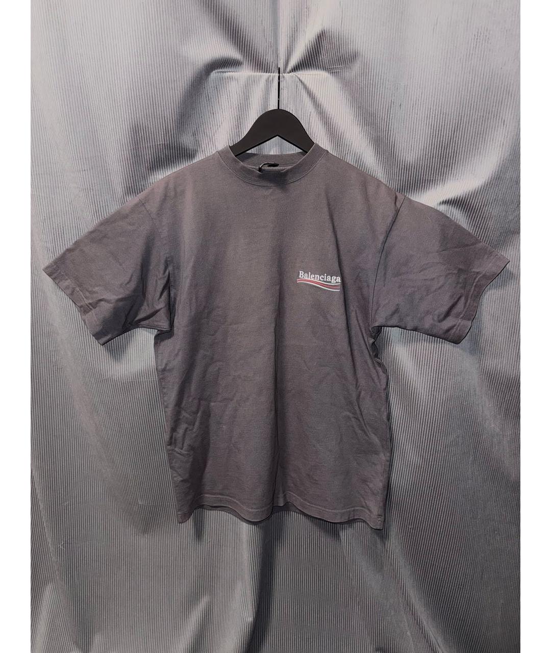 BALENCIAGA Серая хлопковая футболка, фото 5
