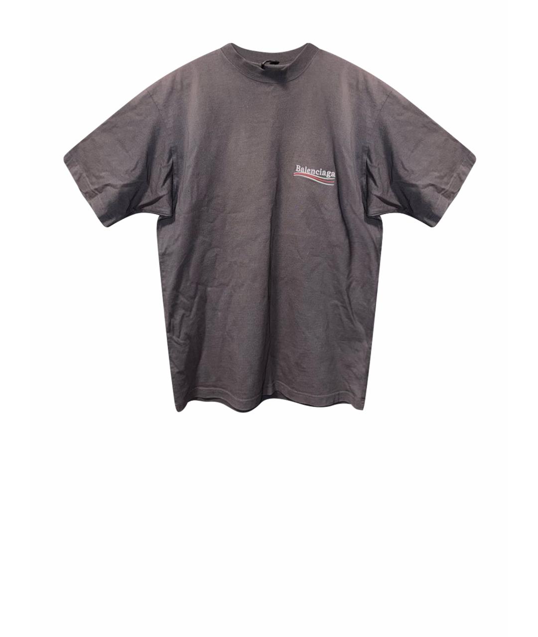 BALENCIAGA Серая хлопковая футболка, фото 1