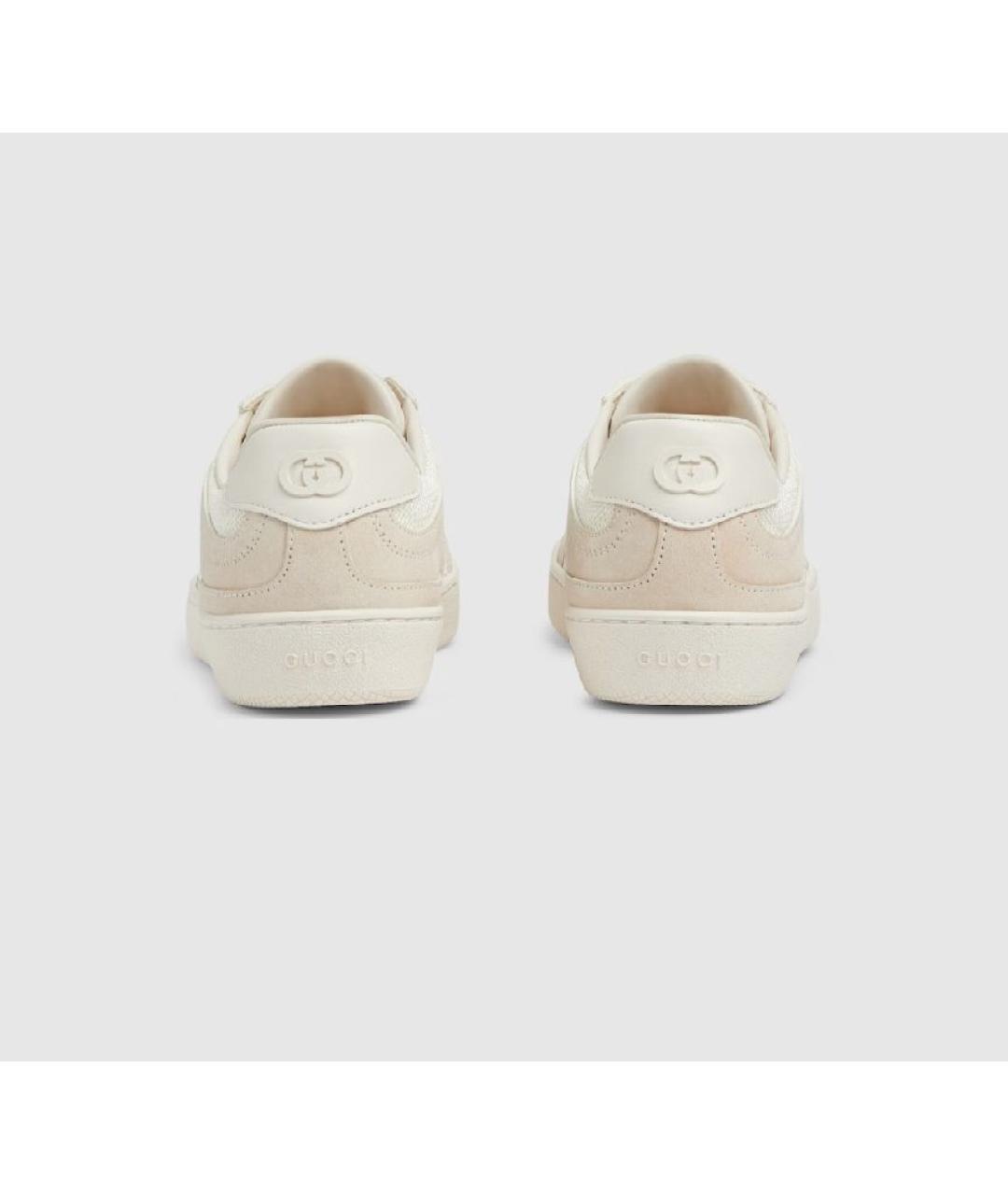 GUCCI Бежевые кожаные кроссовки, фото 4