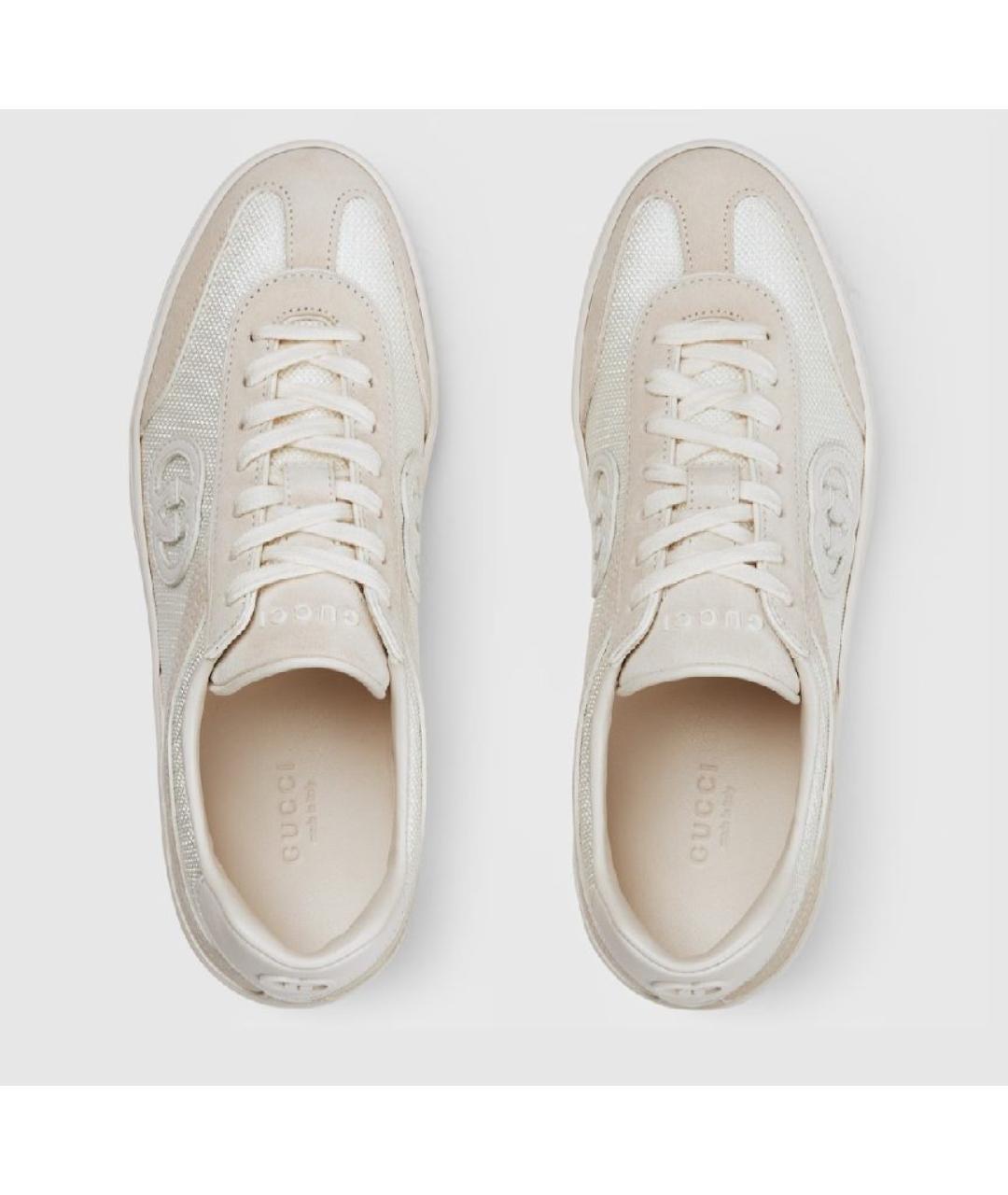 GUCCI Бежевые кожаные кроссовки, фото 3