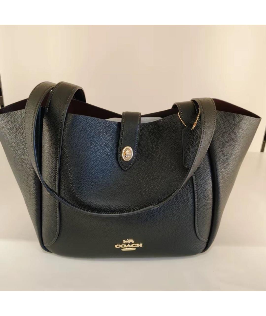 COACH Черная кожаная сумка тоут, фото 5