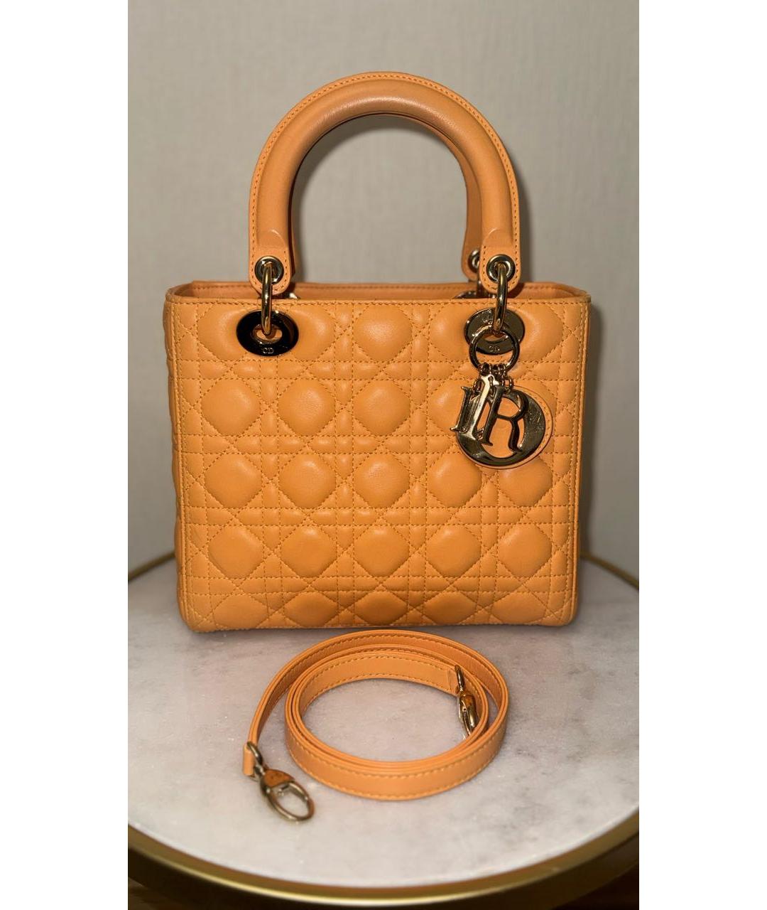 CHRISTIAN DIOR Оранжевая кожаная сумка через плечо, фото 2