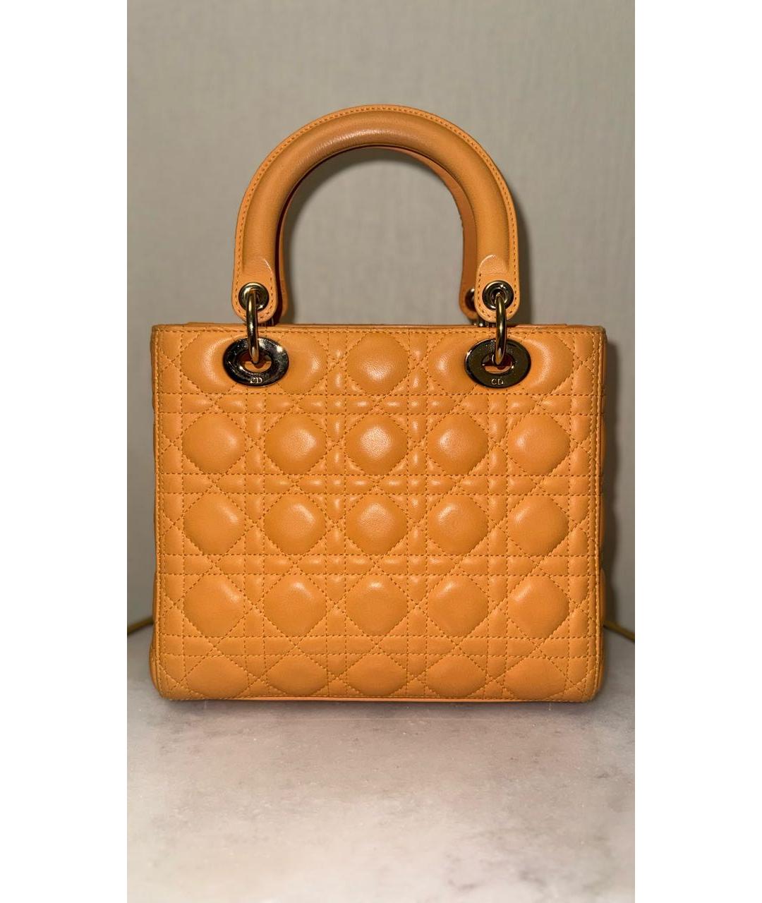 CHRISTIAN DIOR Оранжевая кожаная сумка через плечо, фото 3