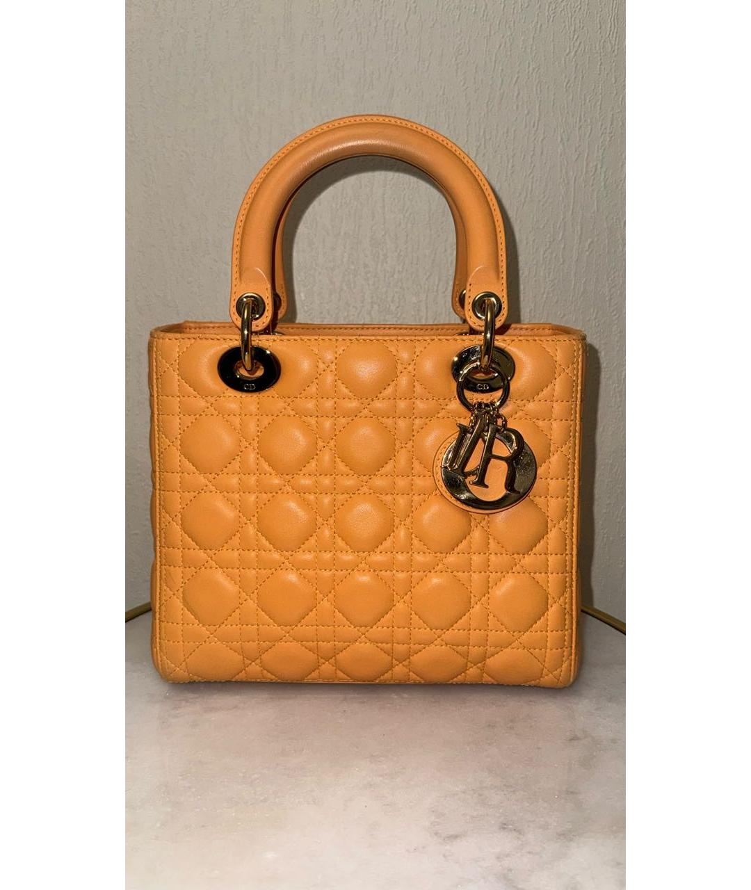 CHRISTIAN DIOR Оранжевая кожаная сумка через плечо, фото 9