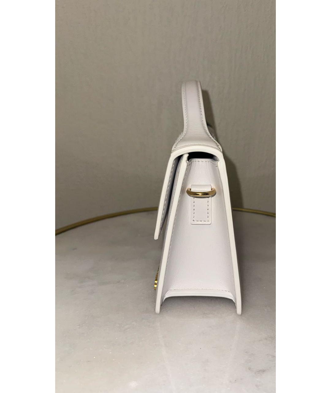 JACQUEMUS Белая кожаная сумка через плечо, фото 4