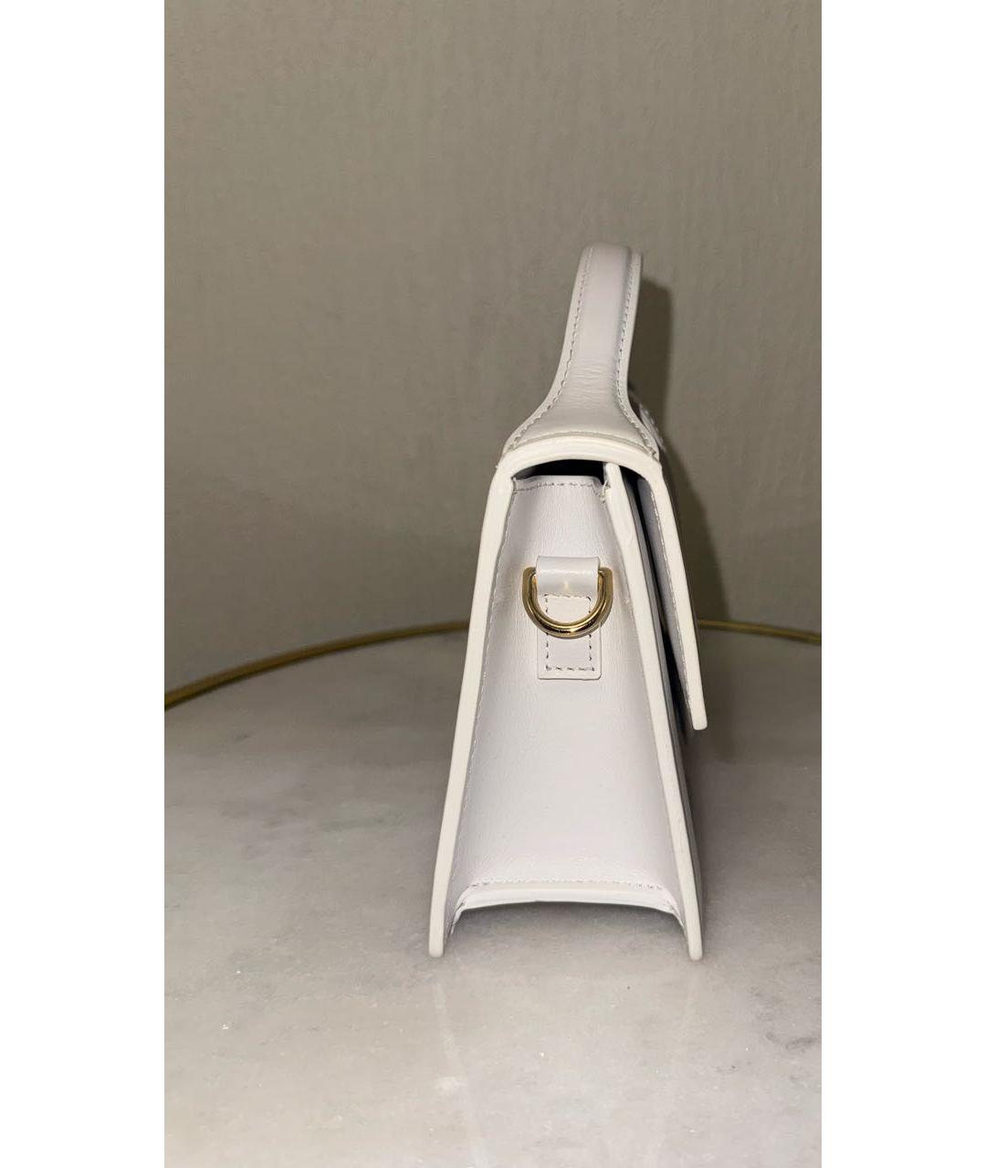 JACQUEMUS Белая кожаная сумка через плечо, фото 5