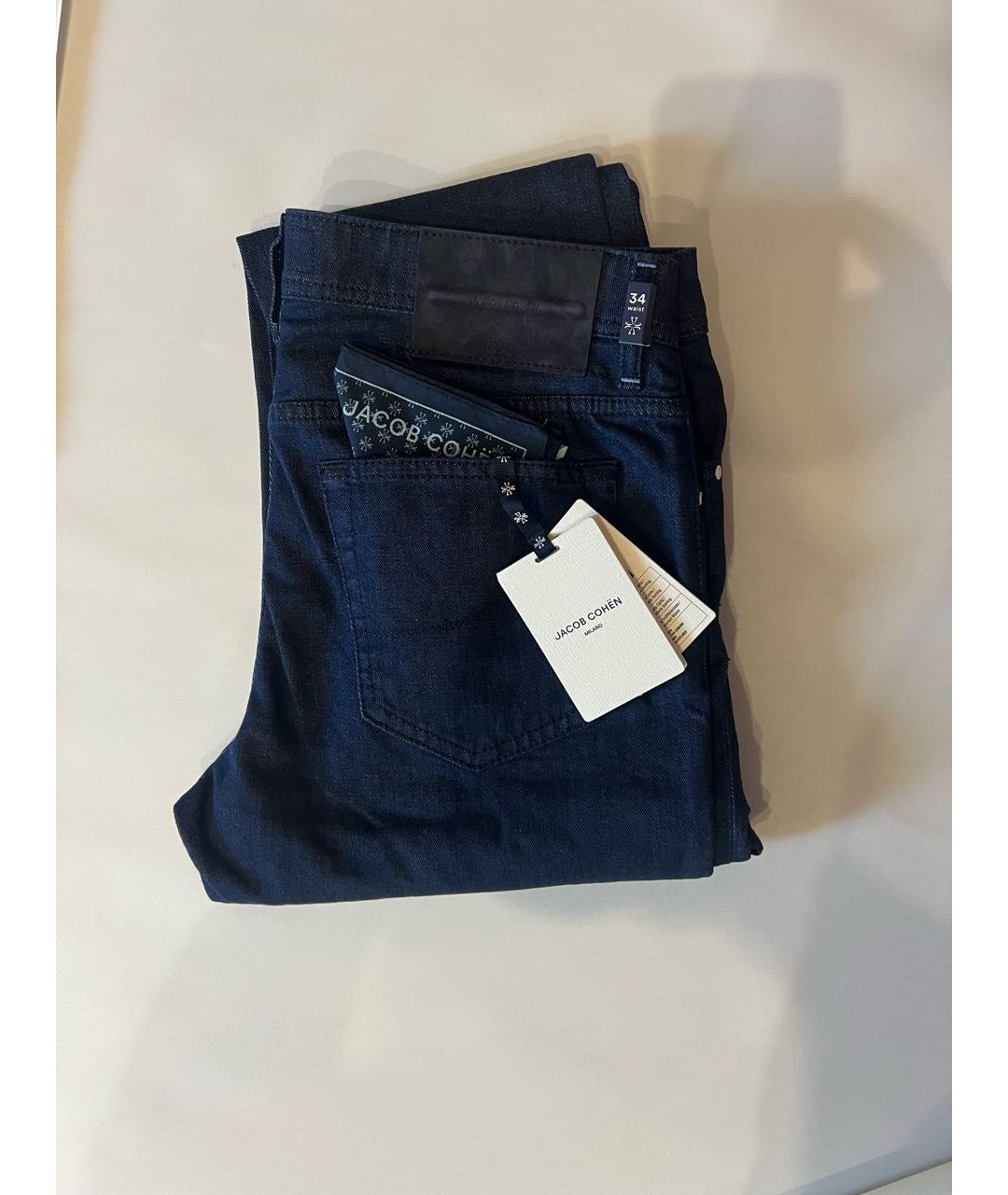 JACOB COHEN Темно-синие хлопко-эластановые прямые джинсы, фото 3