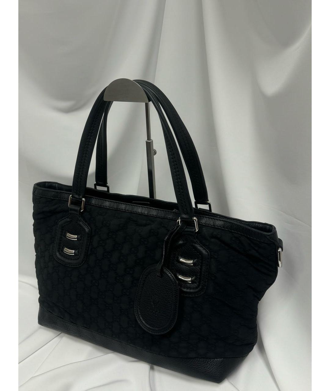 GUCCI Черная тканевая сумка тоут, фото 2