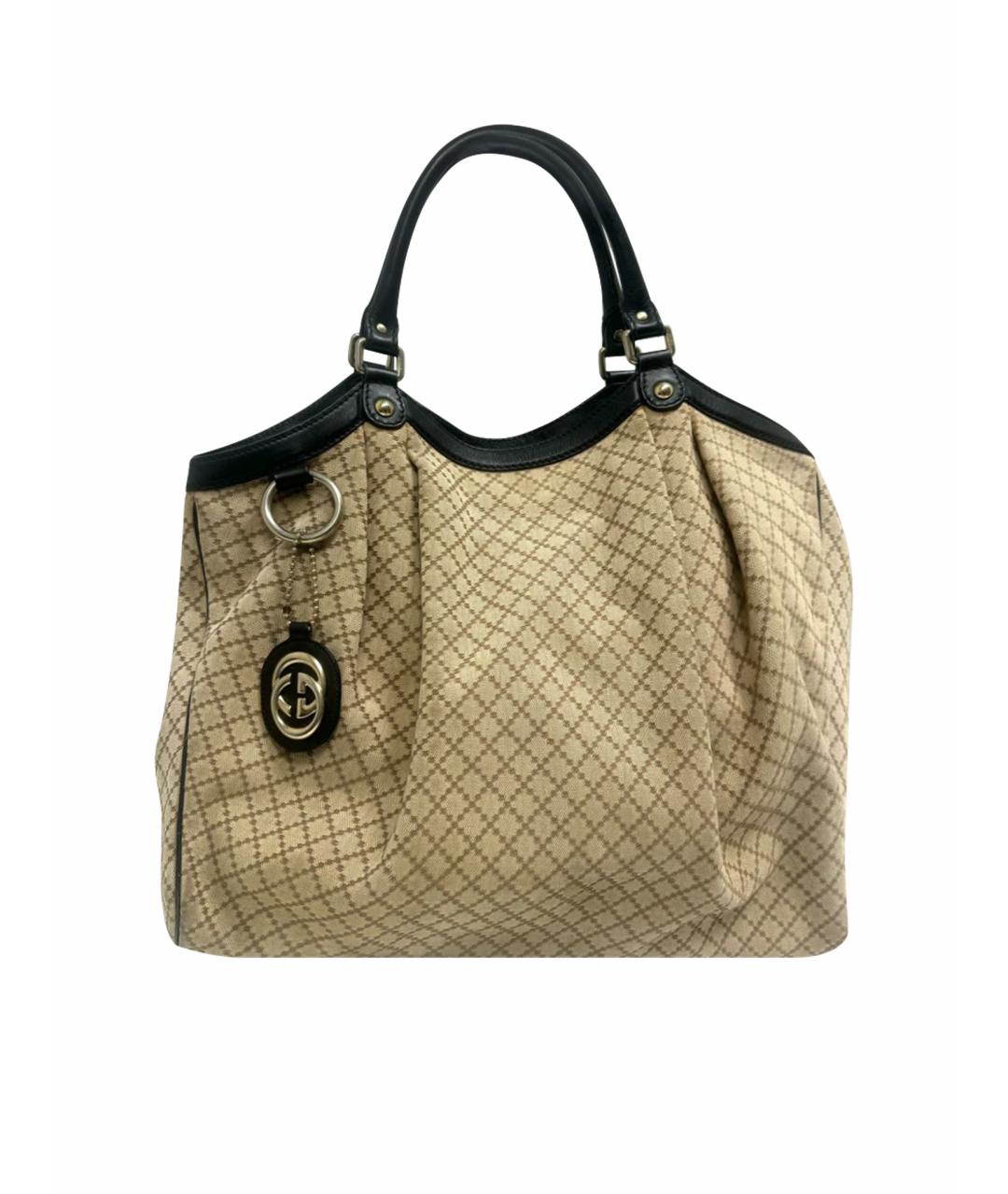 GUCCI Бежевая жаккардовая сумка тоут, фото 1