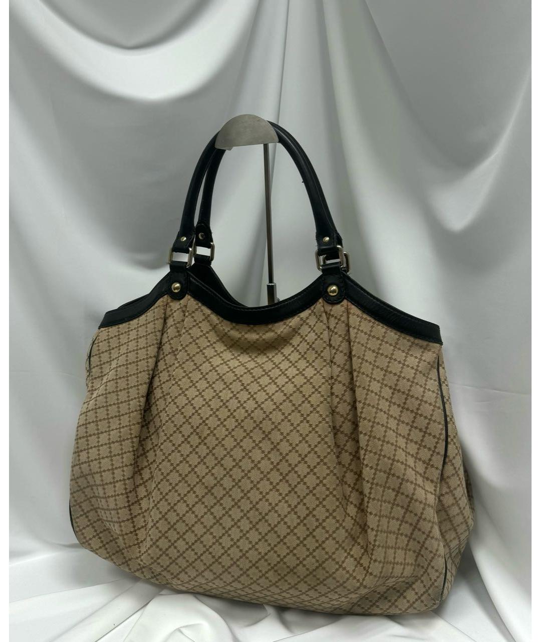 GUCCI Бежевая жаккардовая сумка тоут, фото 4