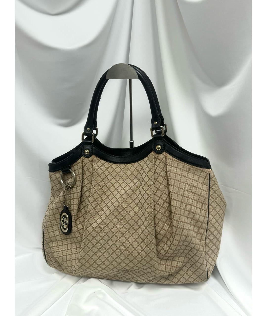 GUCCI Бежевая жаккардовая сумка тоут, фото 2