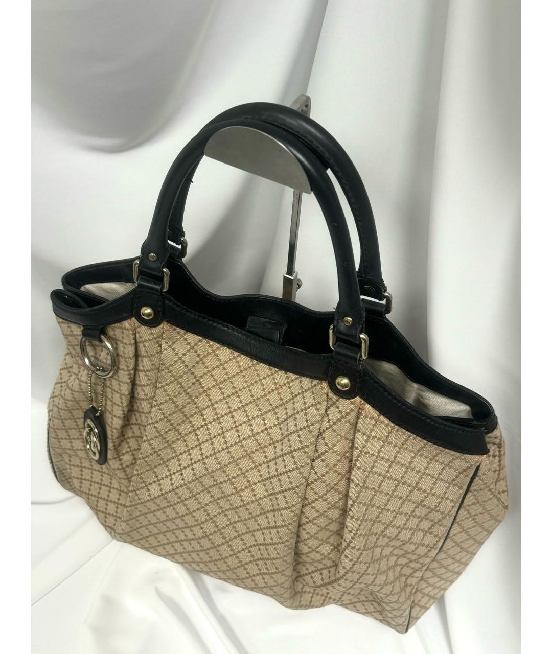 GUCCI Бежевая жаккардовая сумка тоут, фото 3