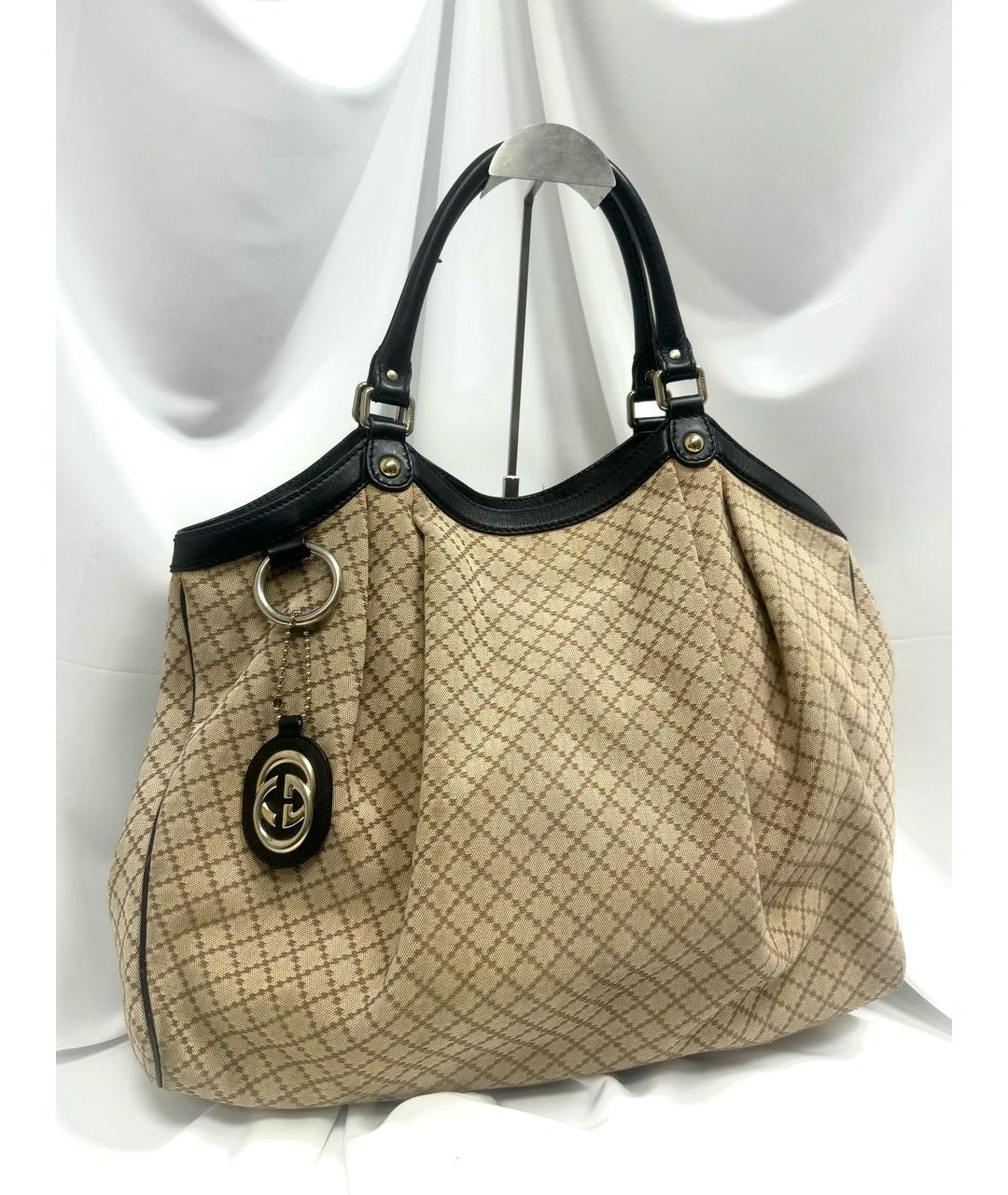 GUCCI Бежевая жаккардовая сумка тоут, фото 5