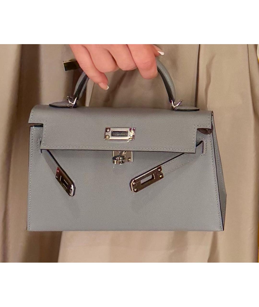 HERMES Голубая кожаная сумка через плечо, фото 3