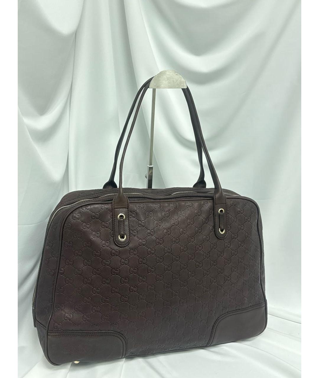 GUCCI Коричневая кожаная сумка тоут, фото 5