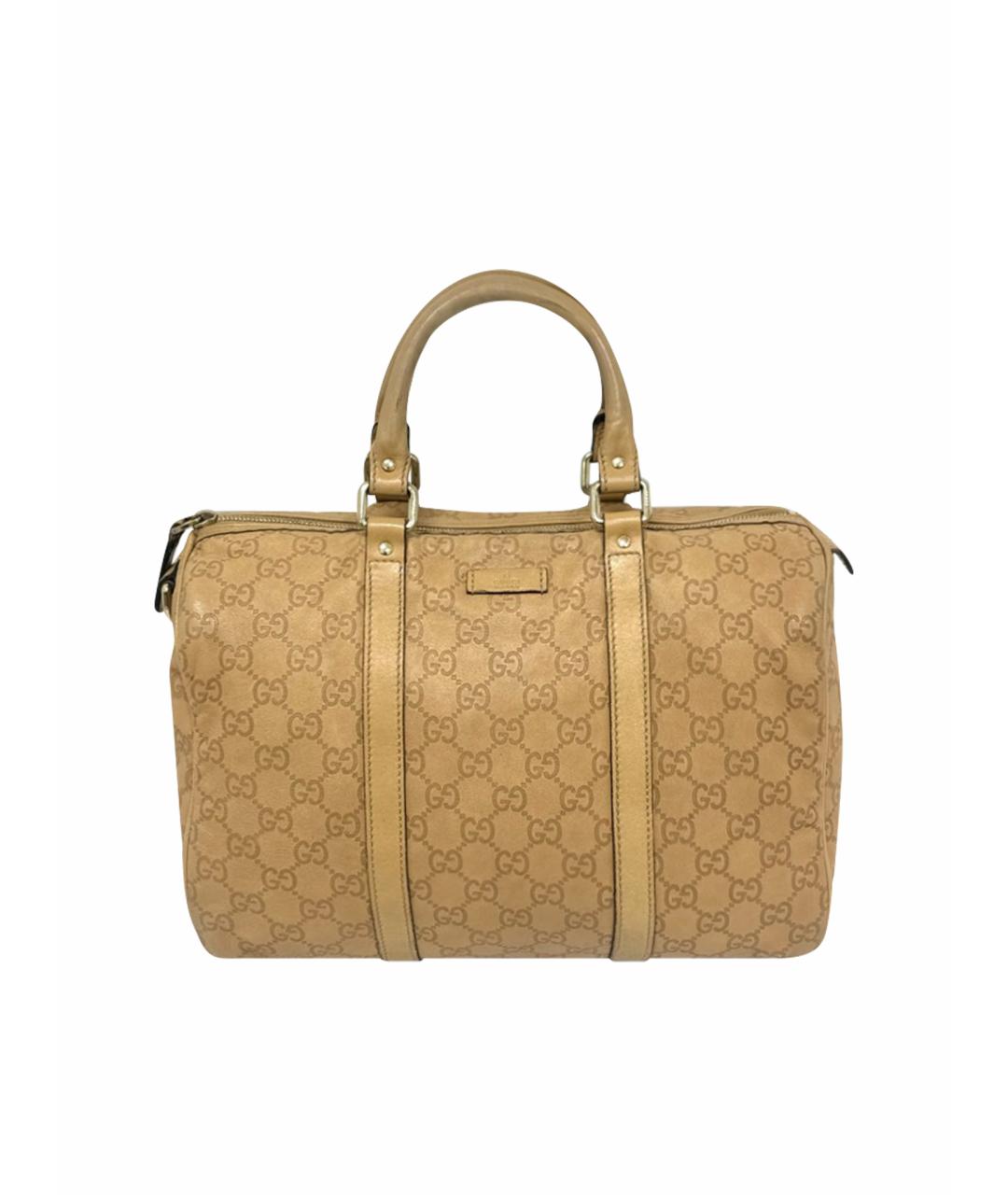 GUCCI Бежевая кожаная сумка с короткими ручками, фото 1