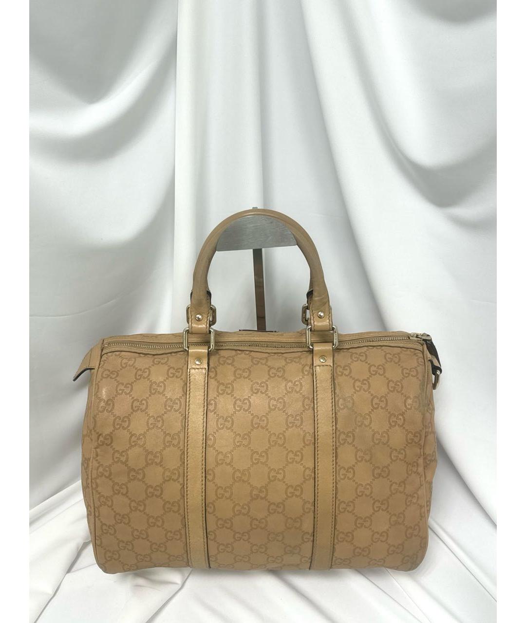 GUCCI Бежевая кожаная сумка с короткими ручками, фото 3