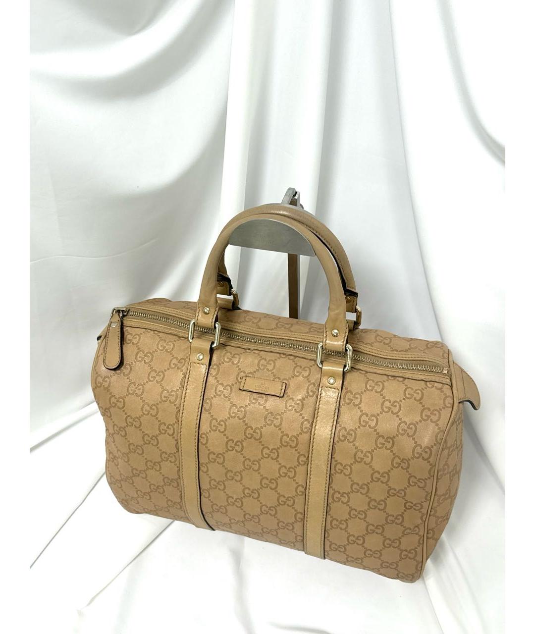 GUCCI Бежевая кожаная сумка с короткими ручками, фото 2