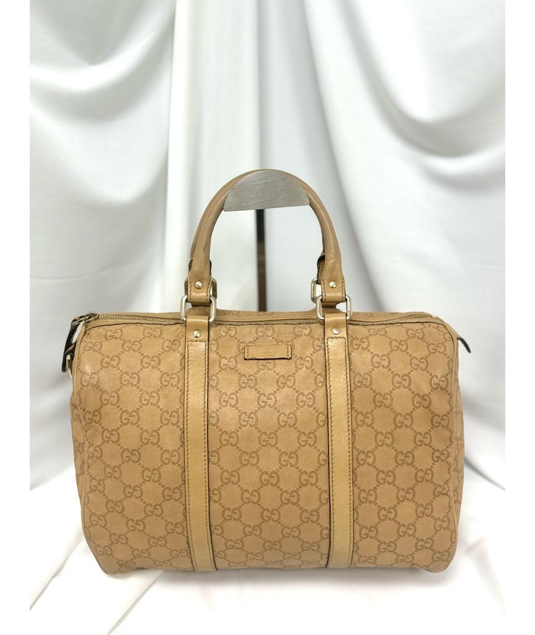 GUCCI Бежевая кожаная сумка с короткими ручками, фото 4