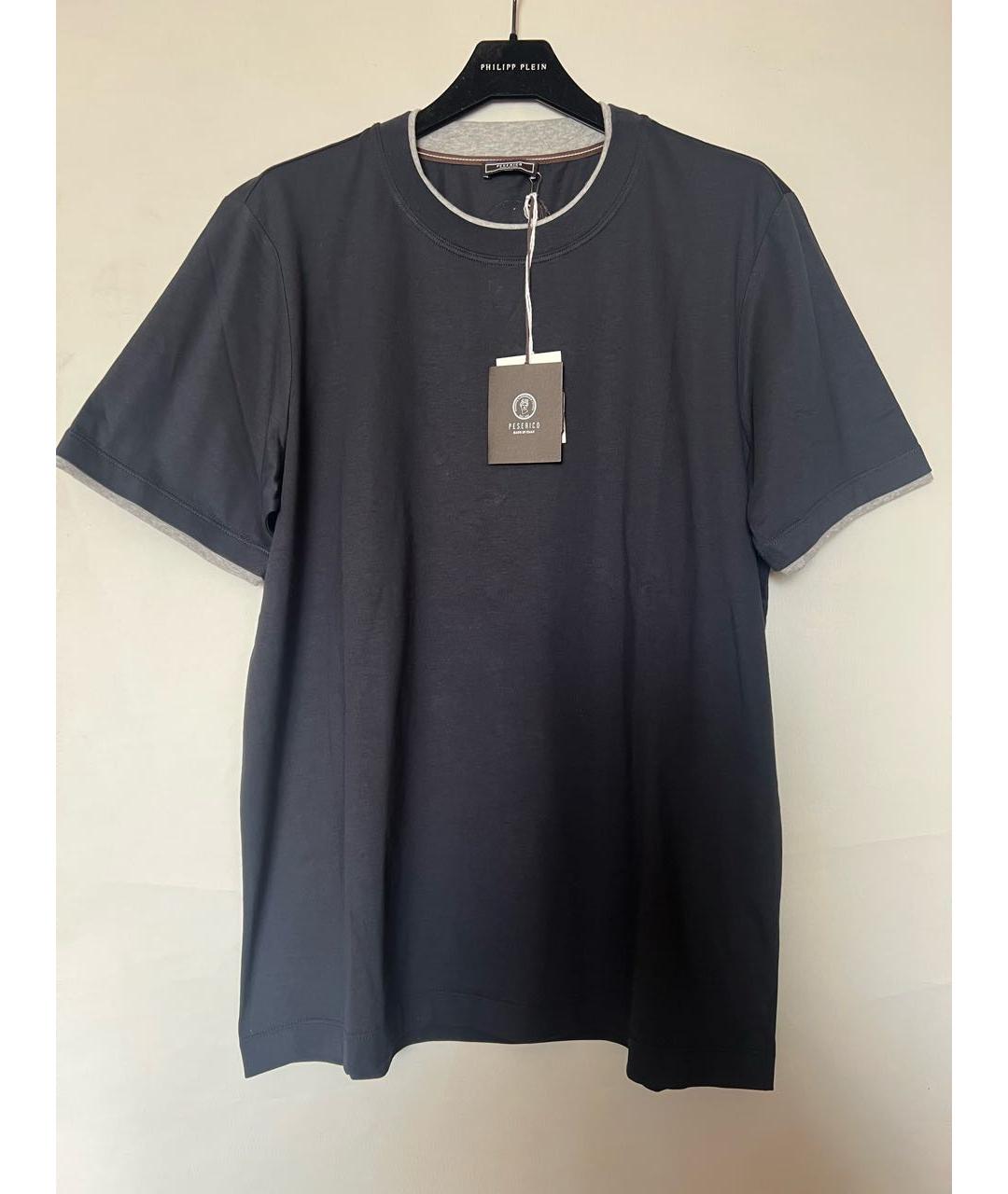 PESERICO Темно-синяя хлопко-эластановая футболка, фото 2