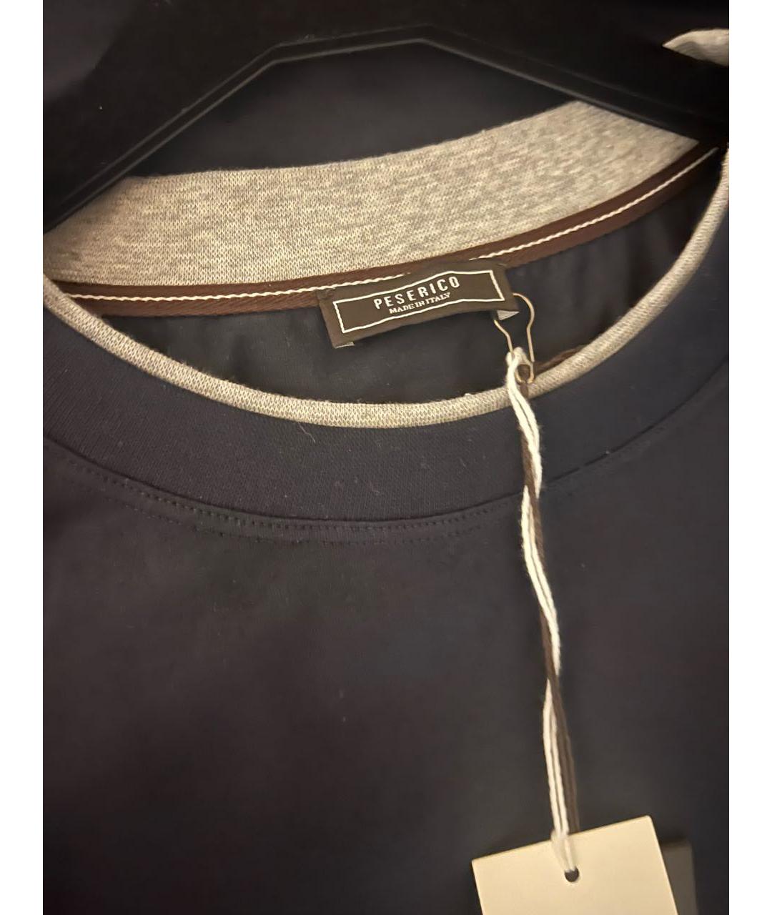 PESERICO Темно-синяя хлопко-эластановая футболка, фото 8