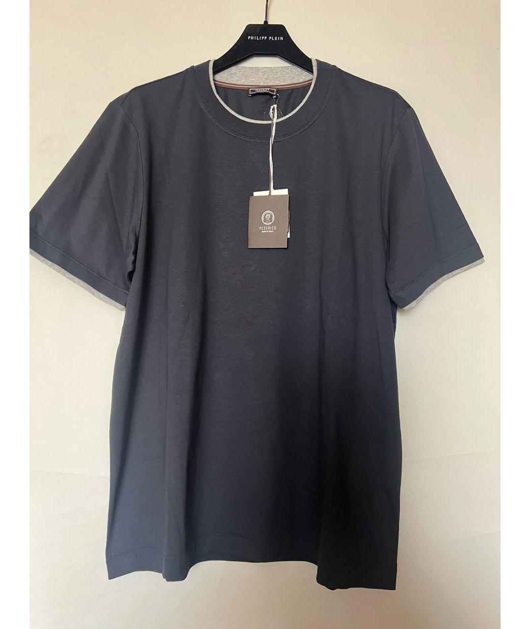 PESERICO Темно-синяя хлопко-эластановая футболка, фото 9