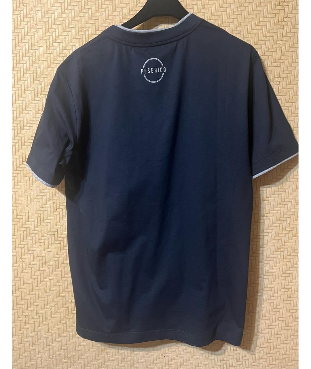 PESERICO Темно-синяя хлопко-эластановая футболка, фото 7