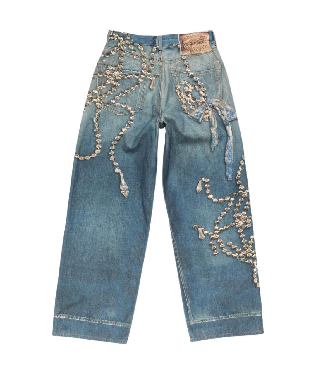 ACNE STUDIOS Голубые хлопковые прямые джинсы, фото 2
