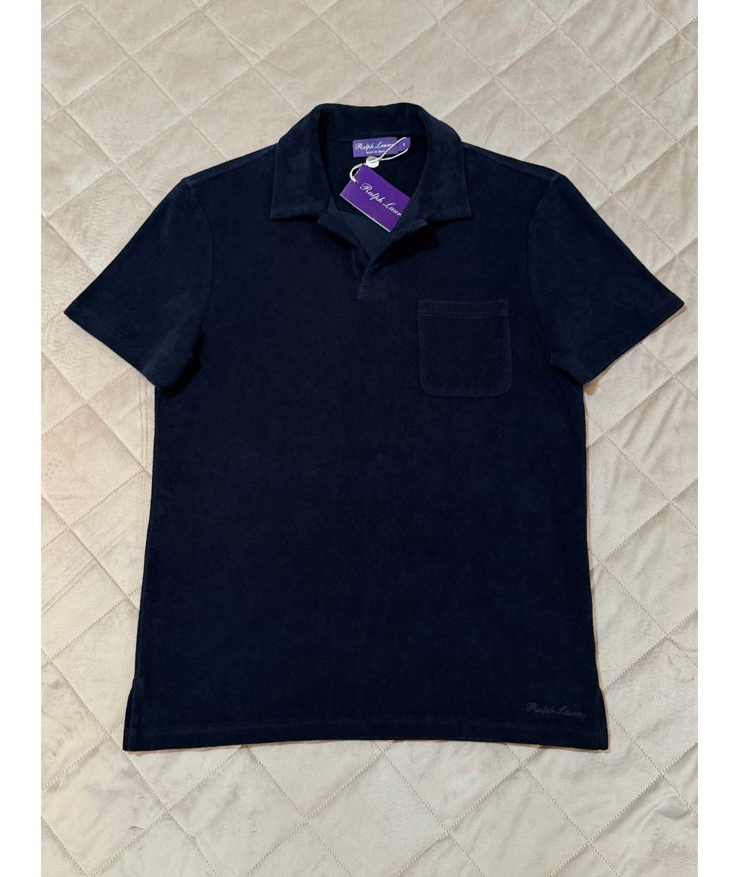 RALPH LAUREN PURPLE LABEL Темно-синее хлопковое поло с коротким рукавом, фото 4