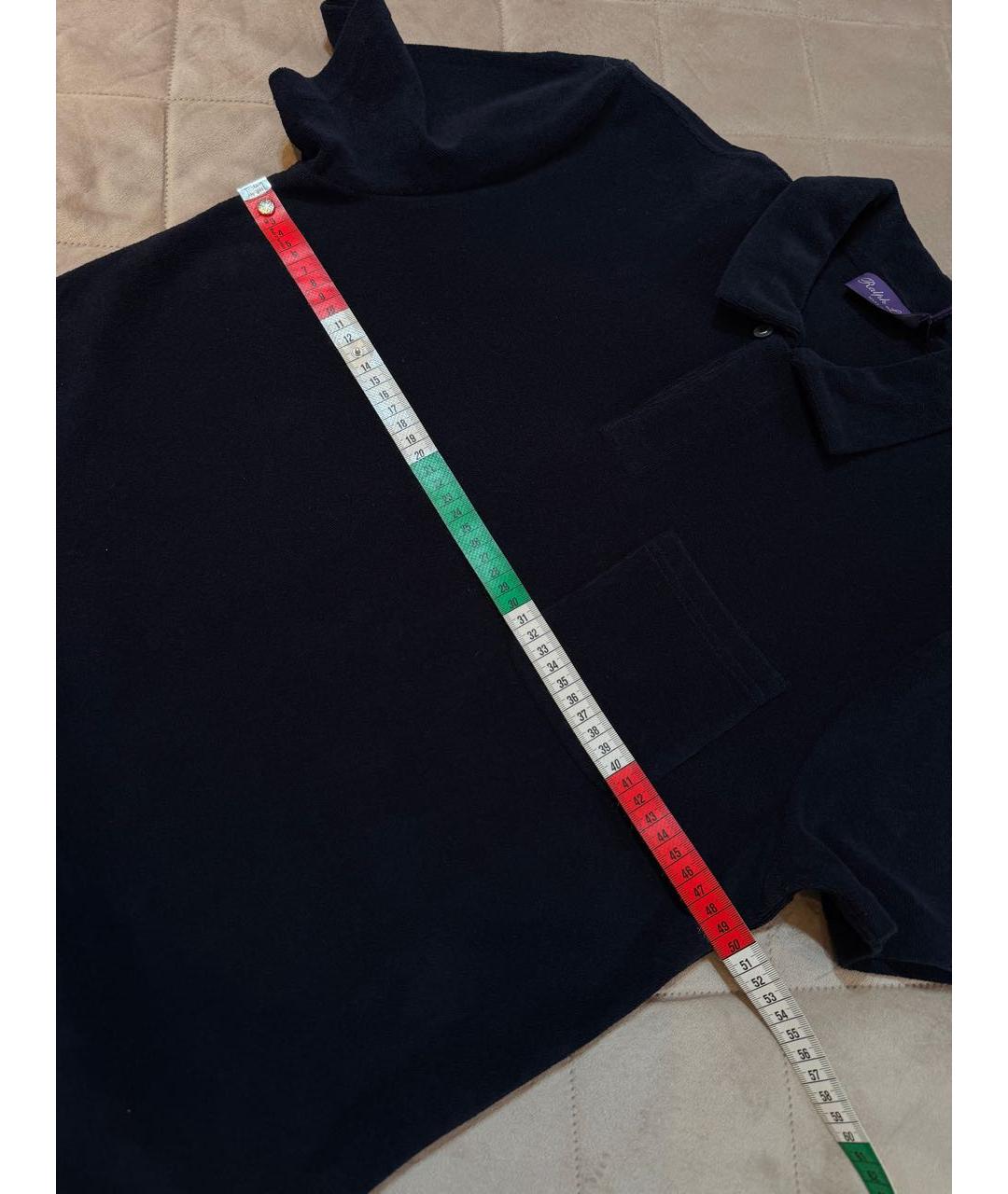 RALPH LAUREN PURPLE LABEL Темно-синее хлопковое поло с коротким рукавом, фото 8