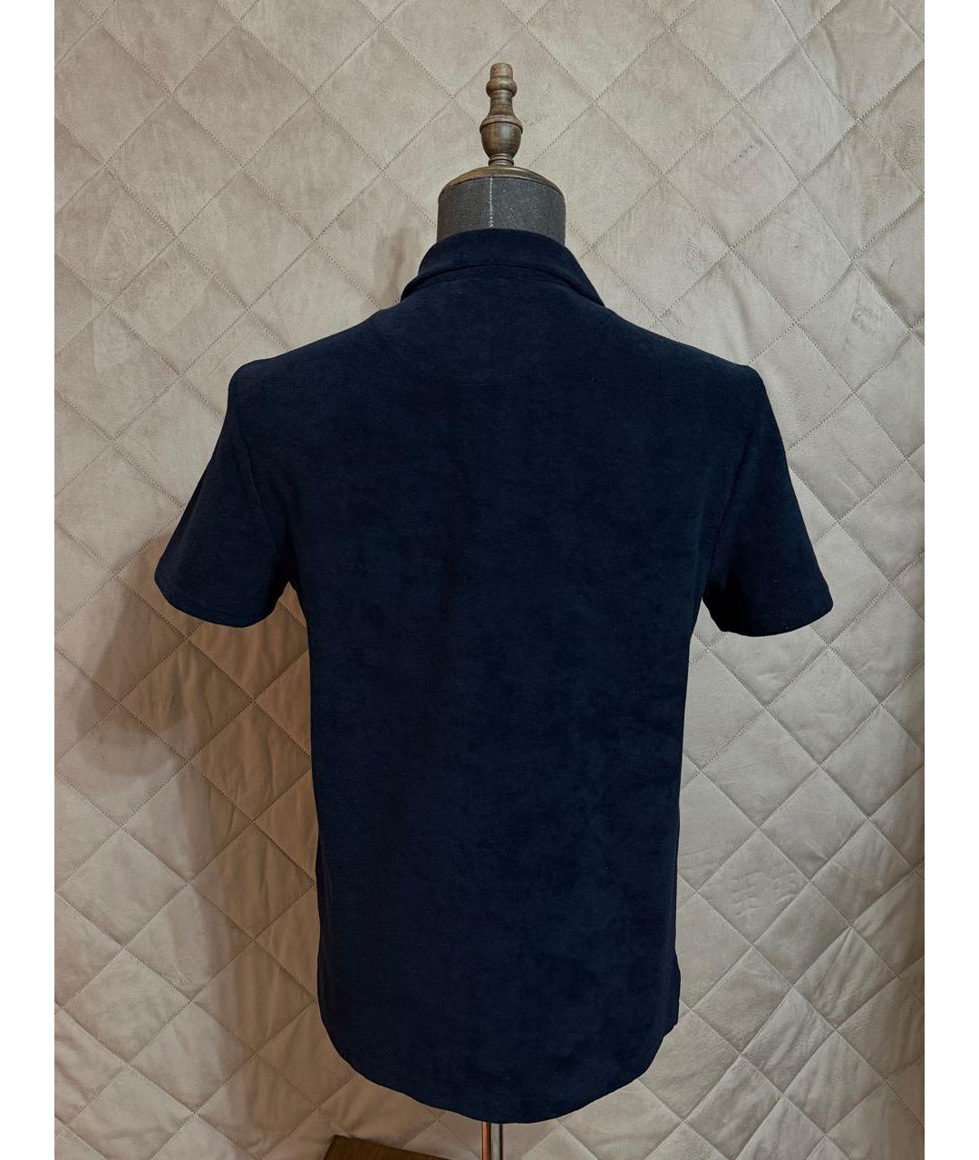 RALPH LAUREN PURPLE LABEL Темно-синее хлопковое поло с коротким рукавом, фото 5