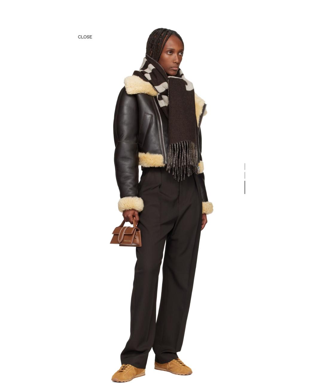 JACQUEMUS Коричневый шерстяной шарф, фото 3