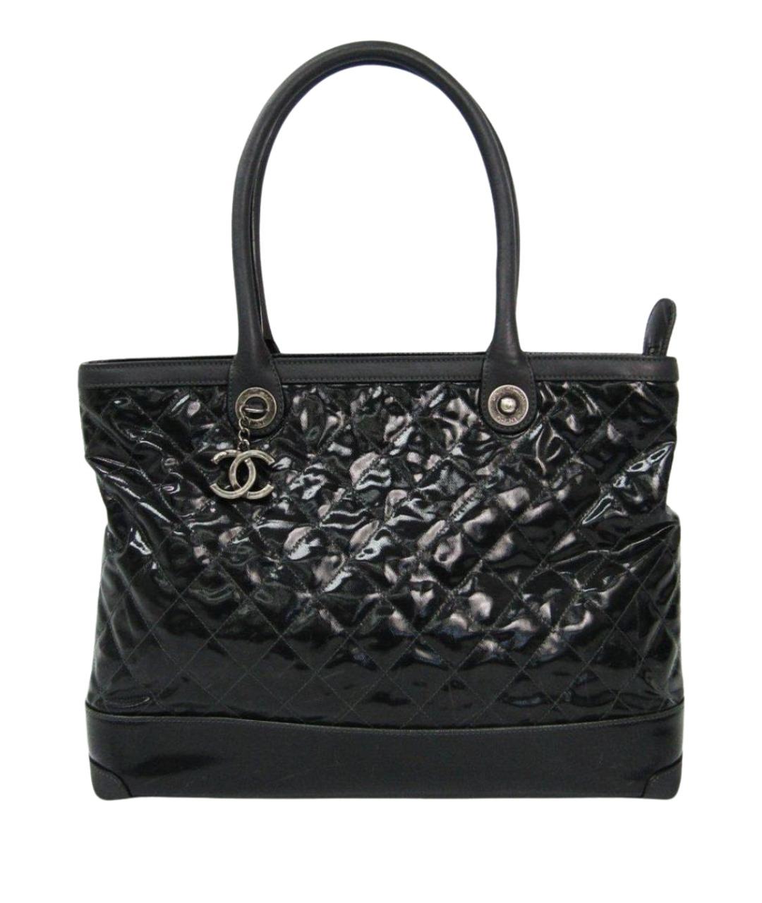 CHANEL Черная сумка тоут из лакированной кожи, фото 1