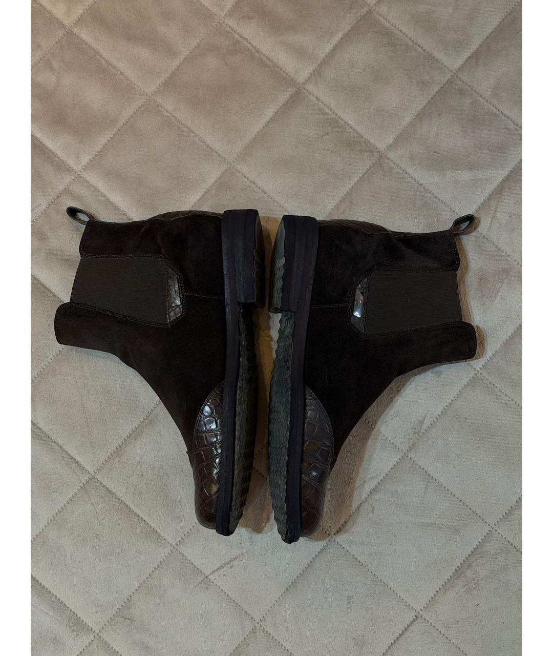 FERU Коричневые высокие ботинки из экзотической кожи, фото 6