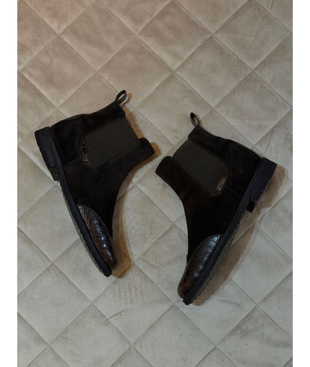 FERU Коричневые высокие ботинки из экзотической кожи, фото 3