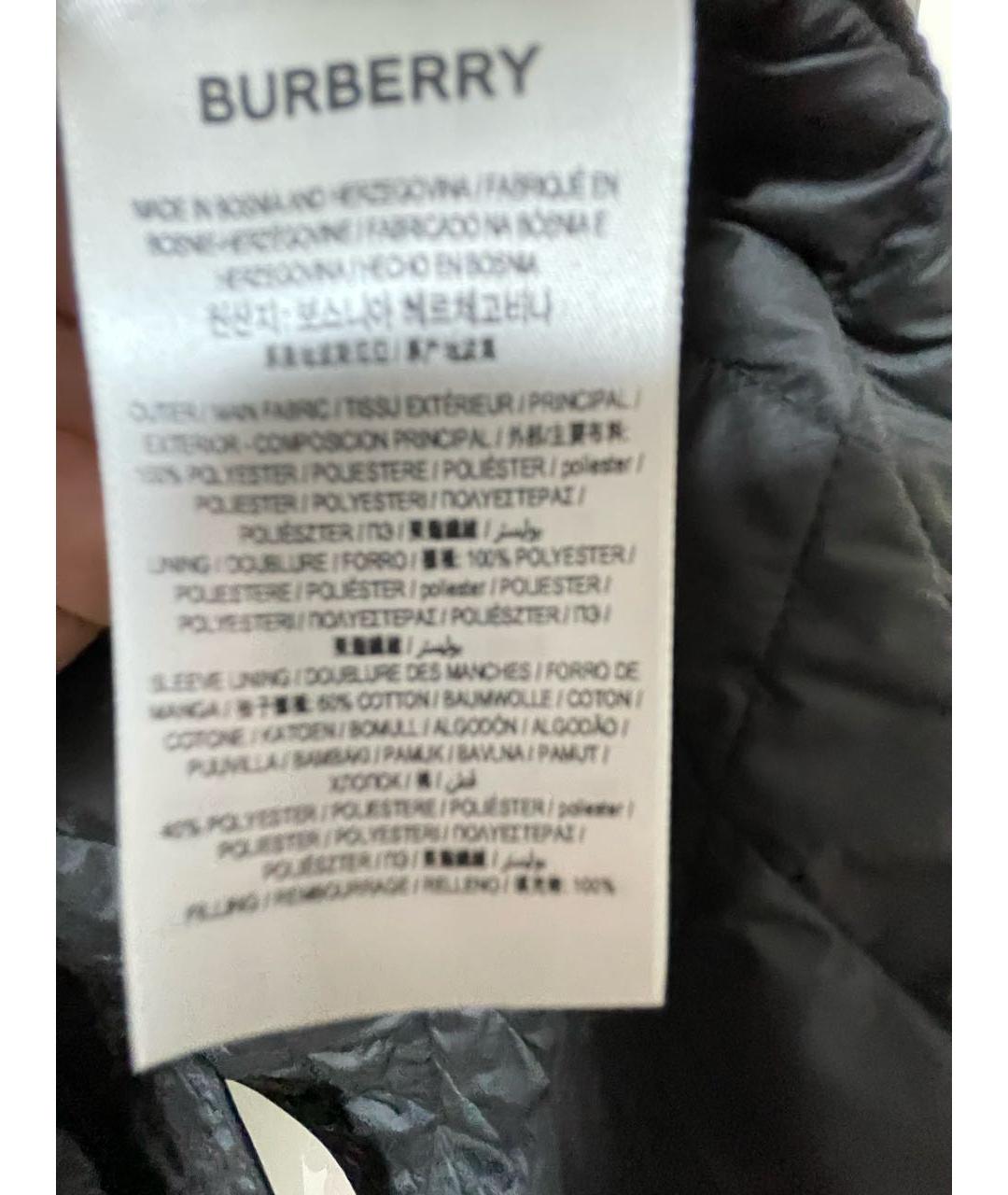 BURBERRY Черная хлопко-эластановая куртка, фото 4