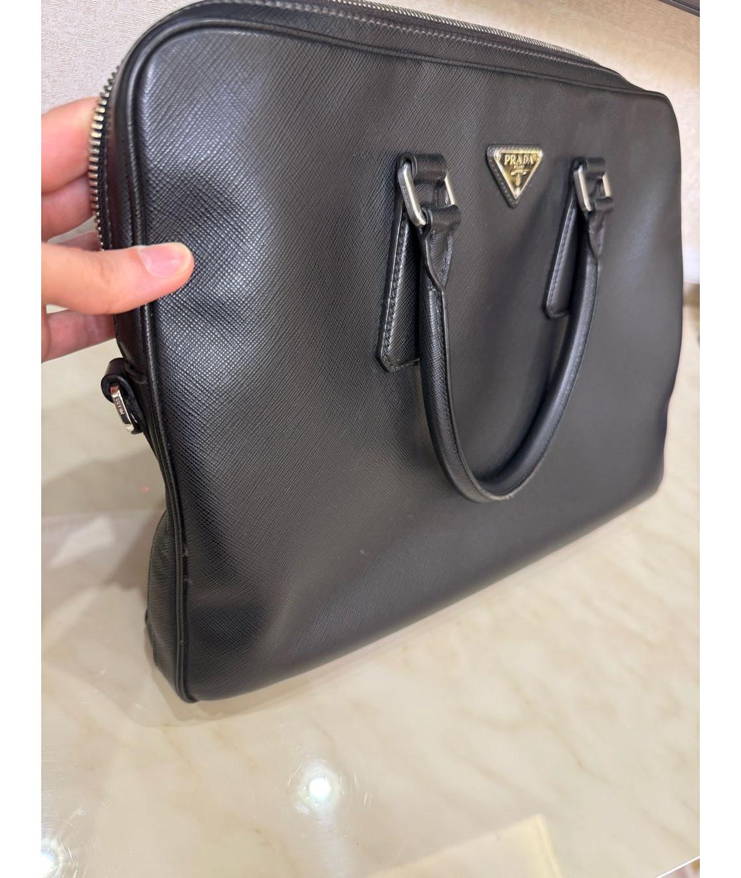 PRADA Черный кожаный портфель, фото 2
