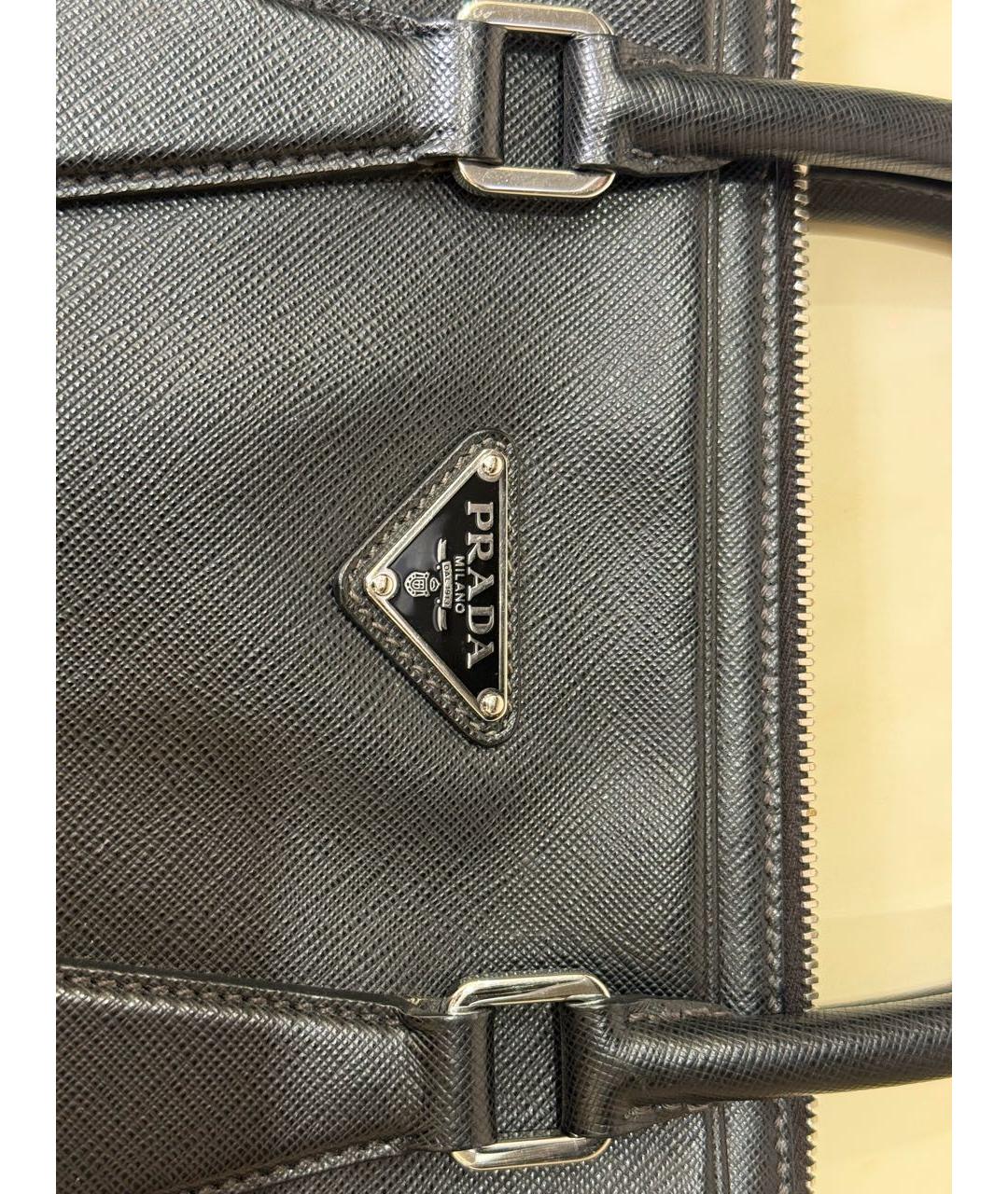 PRADA Черный кожаный портфель, фото 5