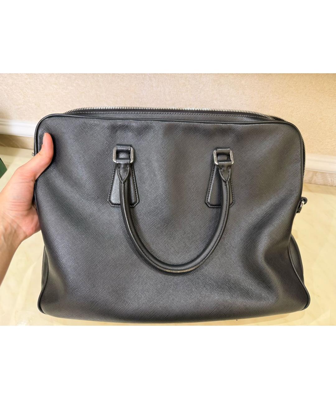PRADA Черный кожаный портфель, фото 3
