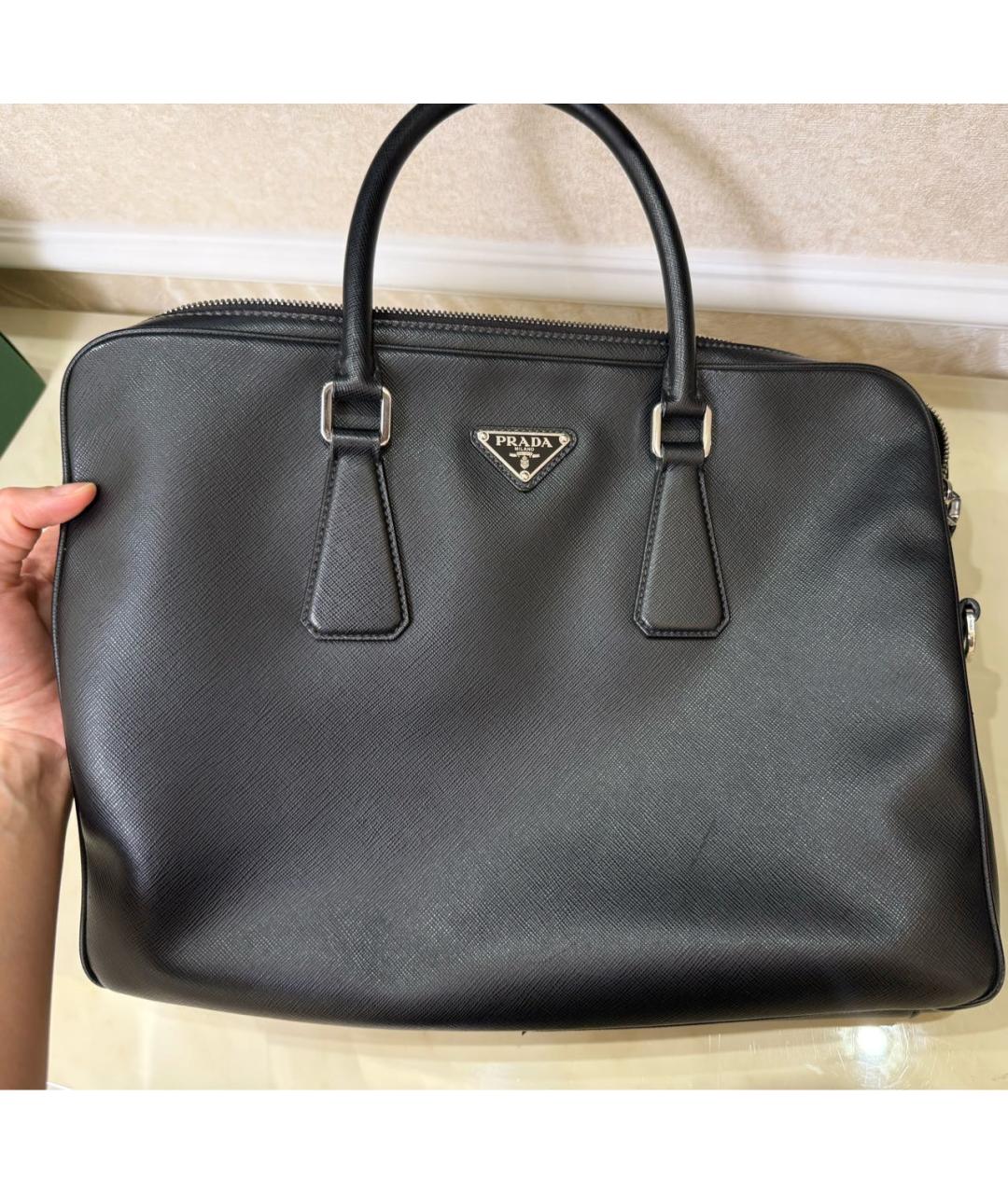 PRADA Черный кожаный портфель, фото 8