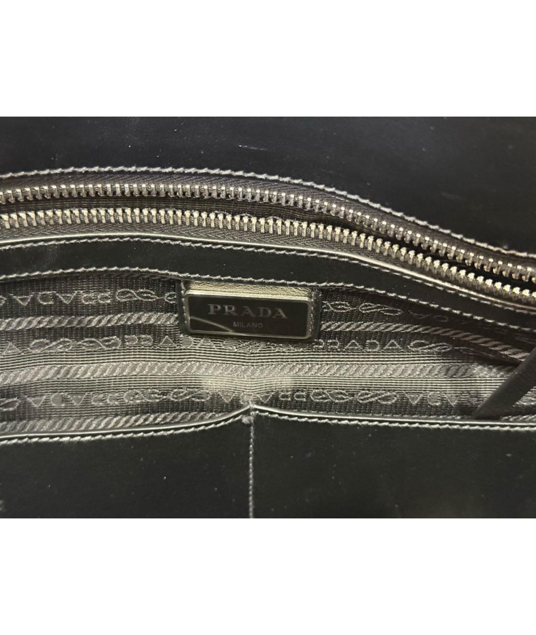 PRADA Черный кожаный портфель, фото 6