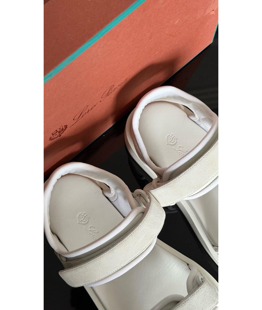 LORO PIANA Белые замшевые сандалии, фото 8