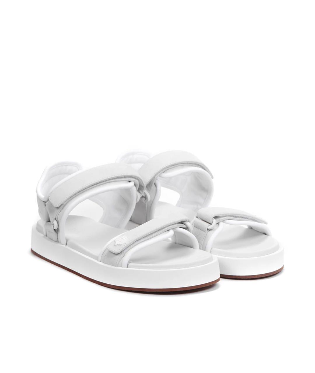 LORO PIANA Белые замшевые сандалии, фото 2