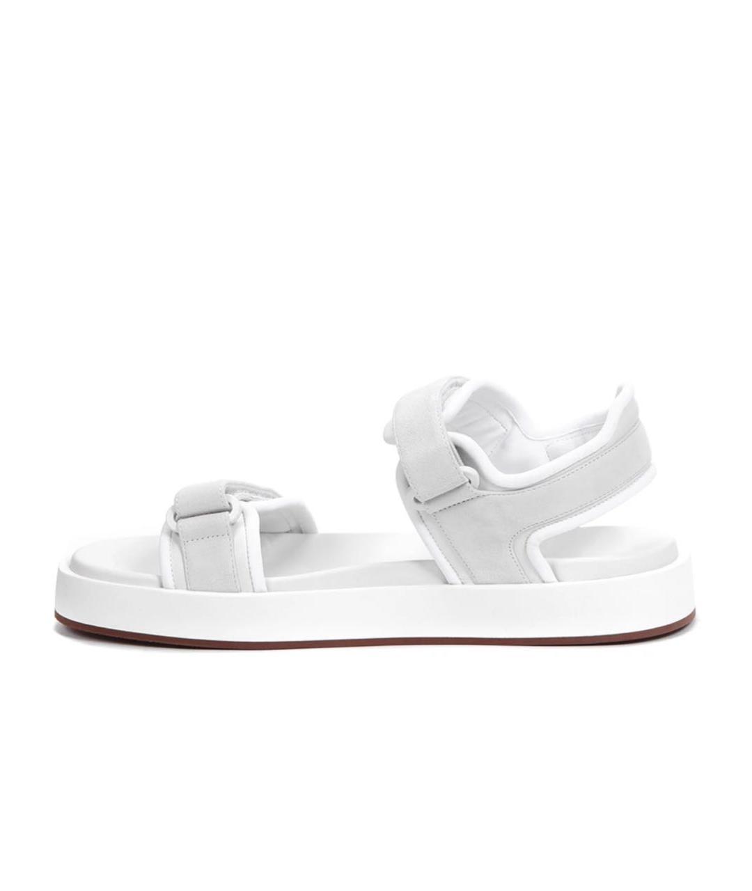 LORO PIANA Белые замшевые сандалии, фото 3